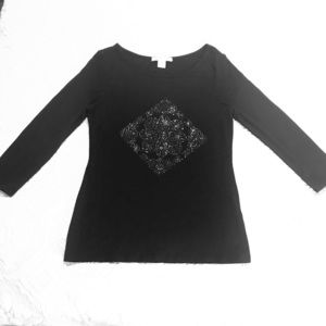 WHBM 3/4 Sleeve Black  T-shirt with design